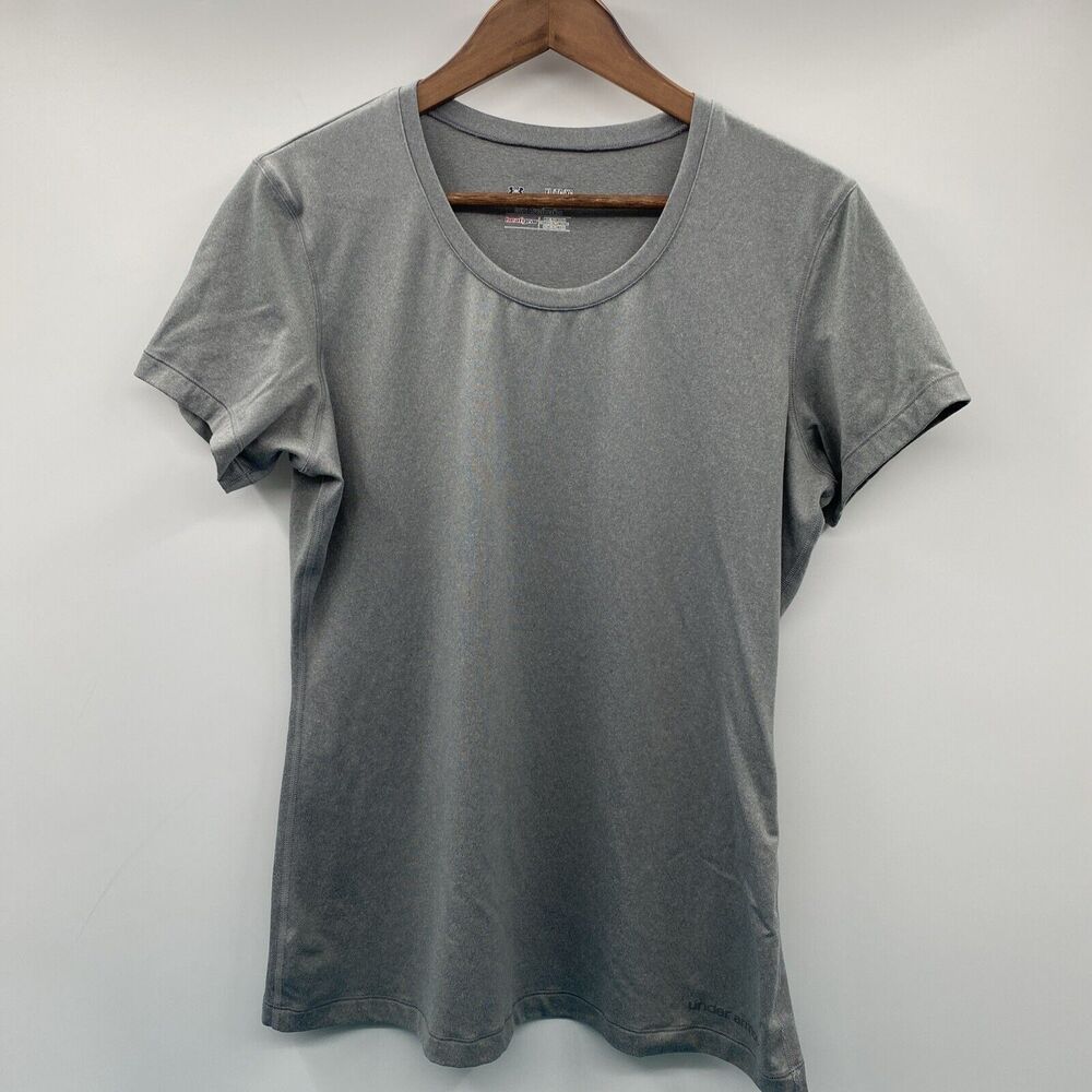 Under Armour T-Shirt Women’s XL Heat Gear Short Sleeve Grey Fitted